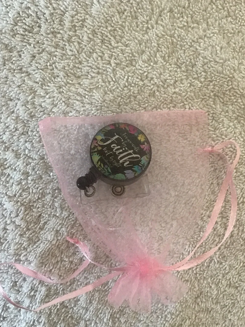 FAITH Floral Retractable ID Badge Reel Clip - Black
